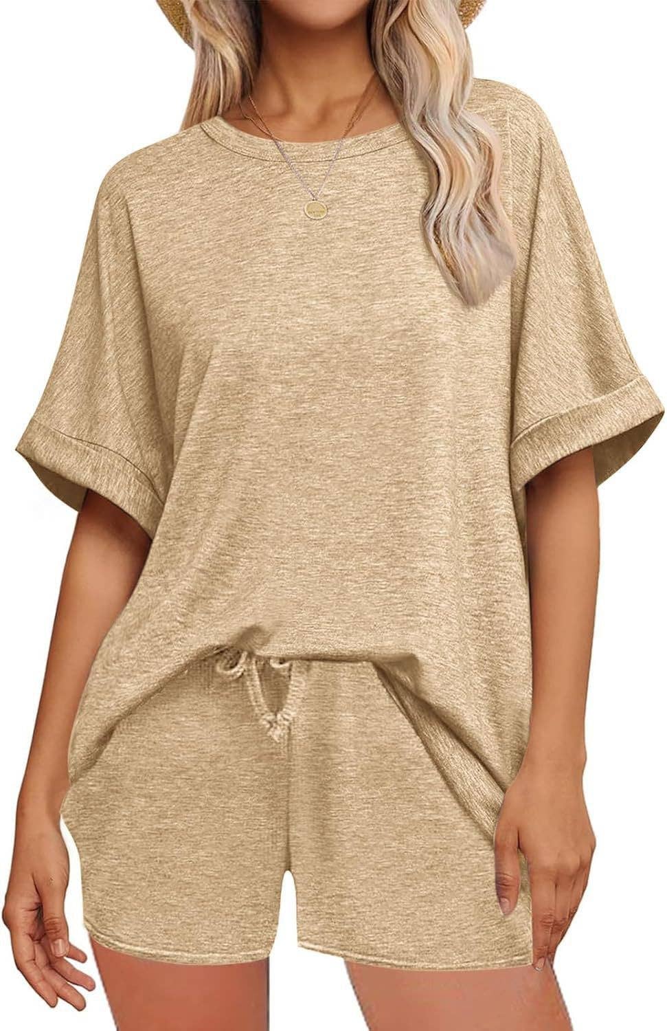 Women's Summer Casual Loose Short Sleeve T-Shirt Shorts Set