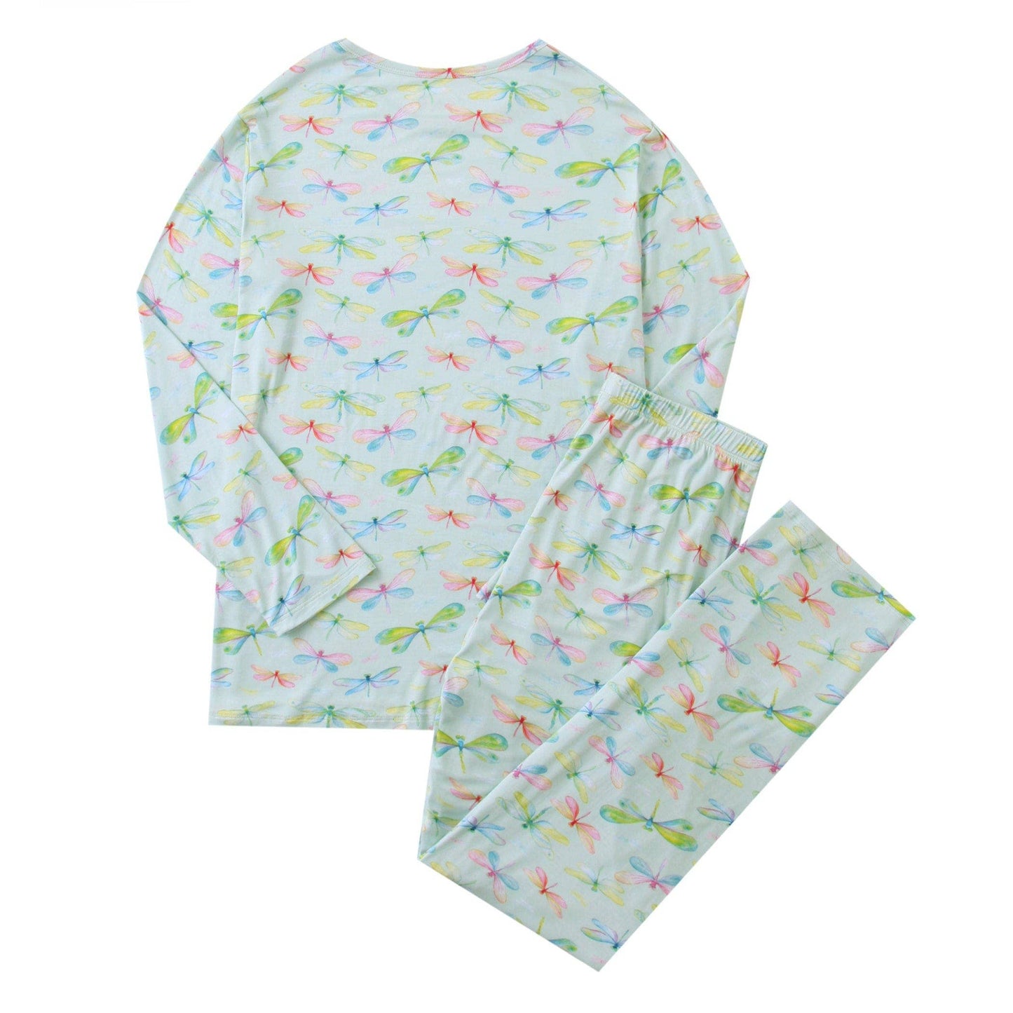 PoshTOT Dragonfly Bamboo Adult Two-Piece Long Sleeve Pajama Set