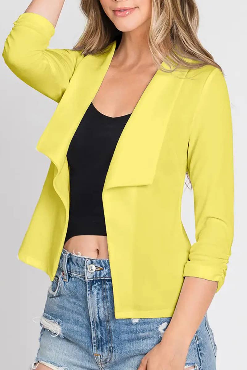 Women’s Pleated 3/4 Sleeve Linen Blazer