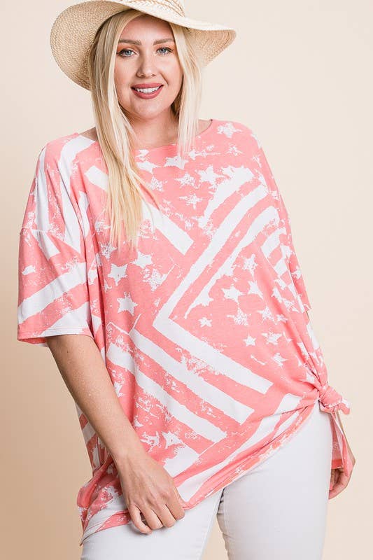 ETK-8406 Stars and Stripes Tunic Top with Slits