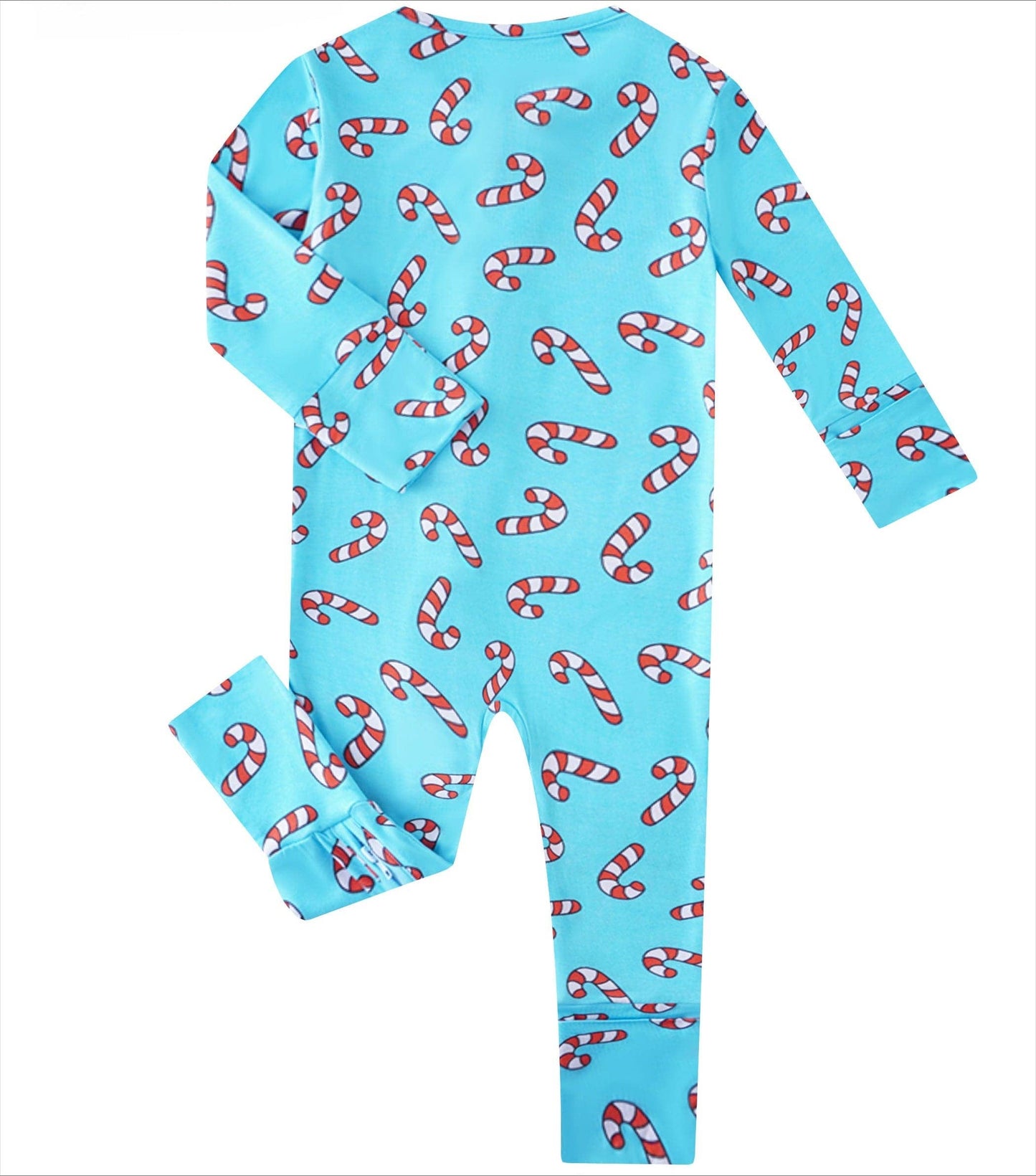 PoshTOT Candy Cane Bamboo Baby Convertible Zippy Romper