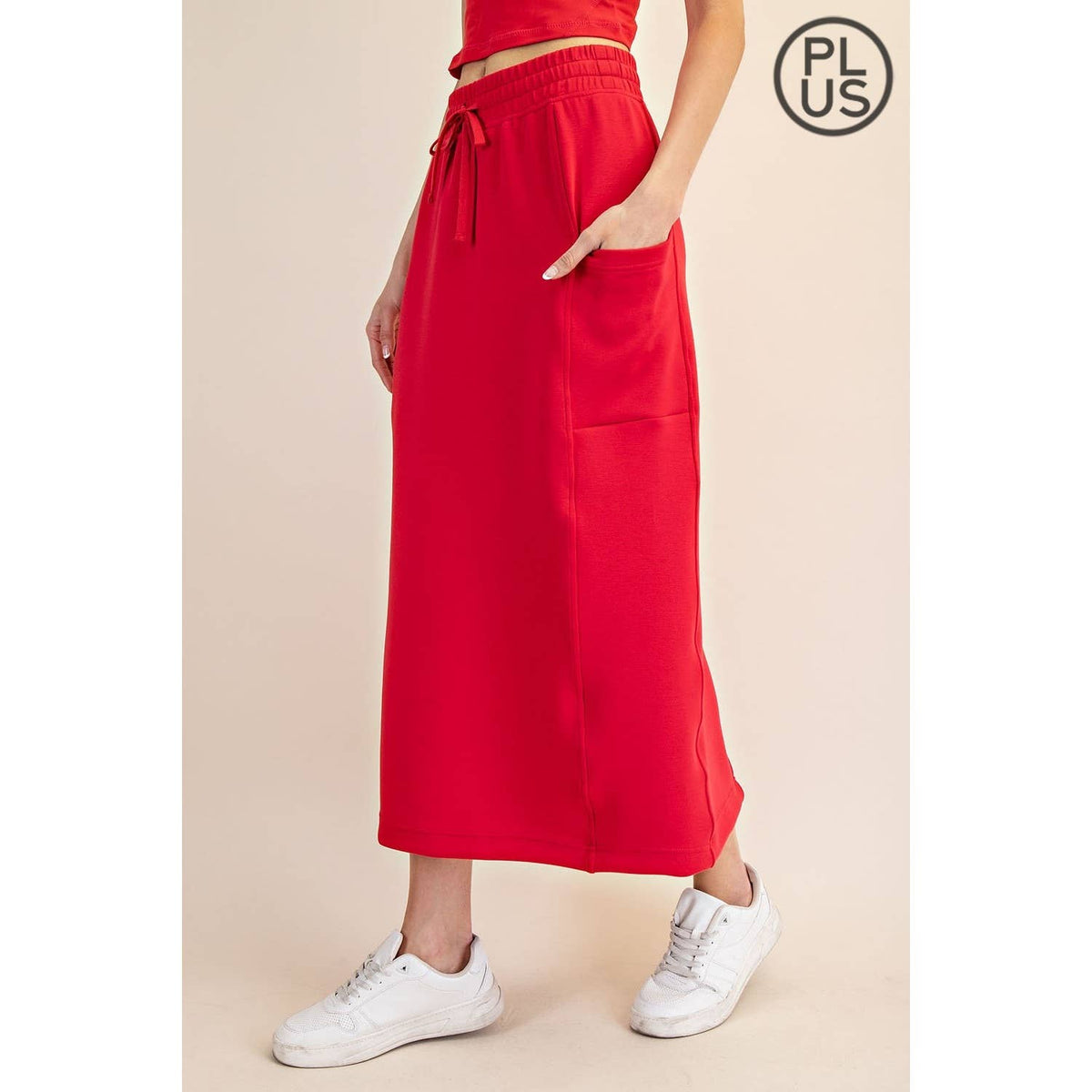 PLUS SIZE MODAL SCUBA LONG SKIRT