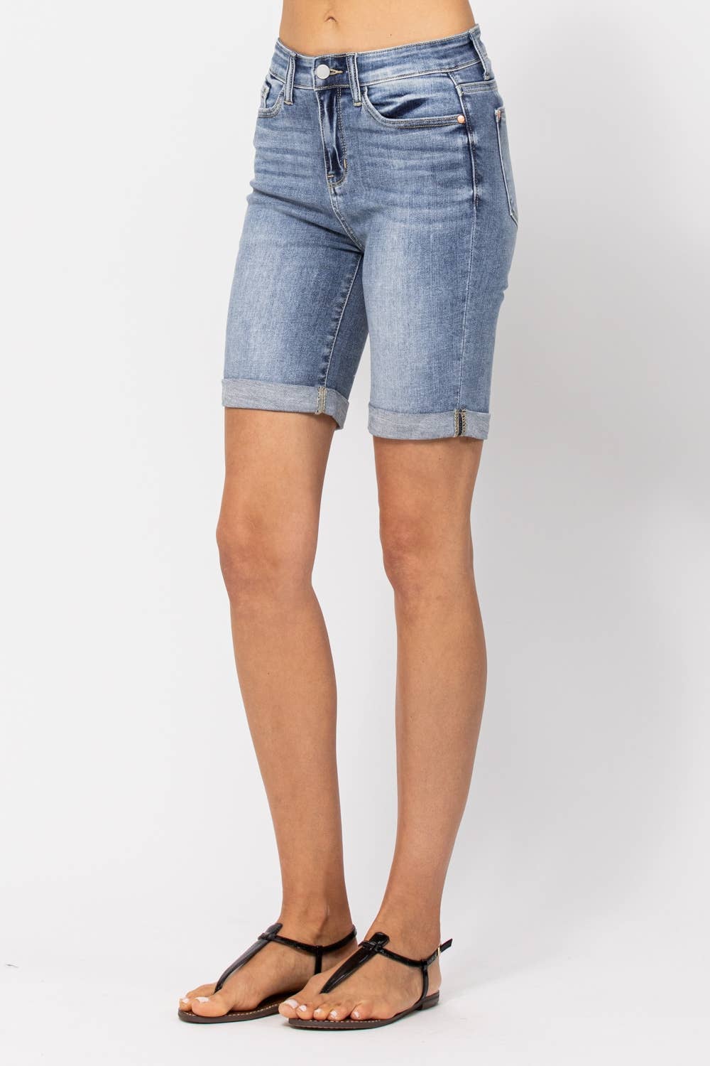 Hi-Rise Cuffed Bermuda Shorts (XL Only)