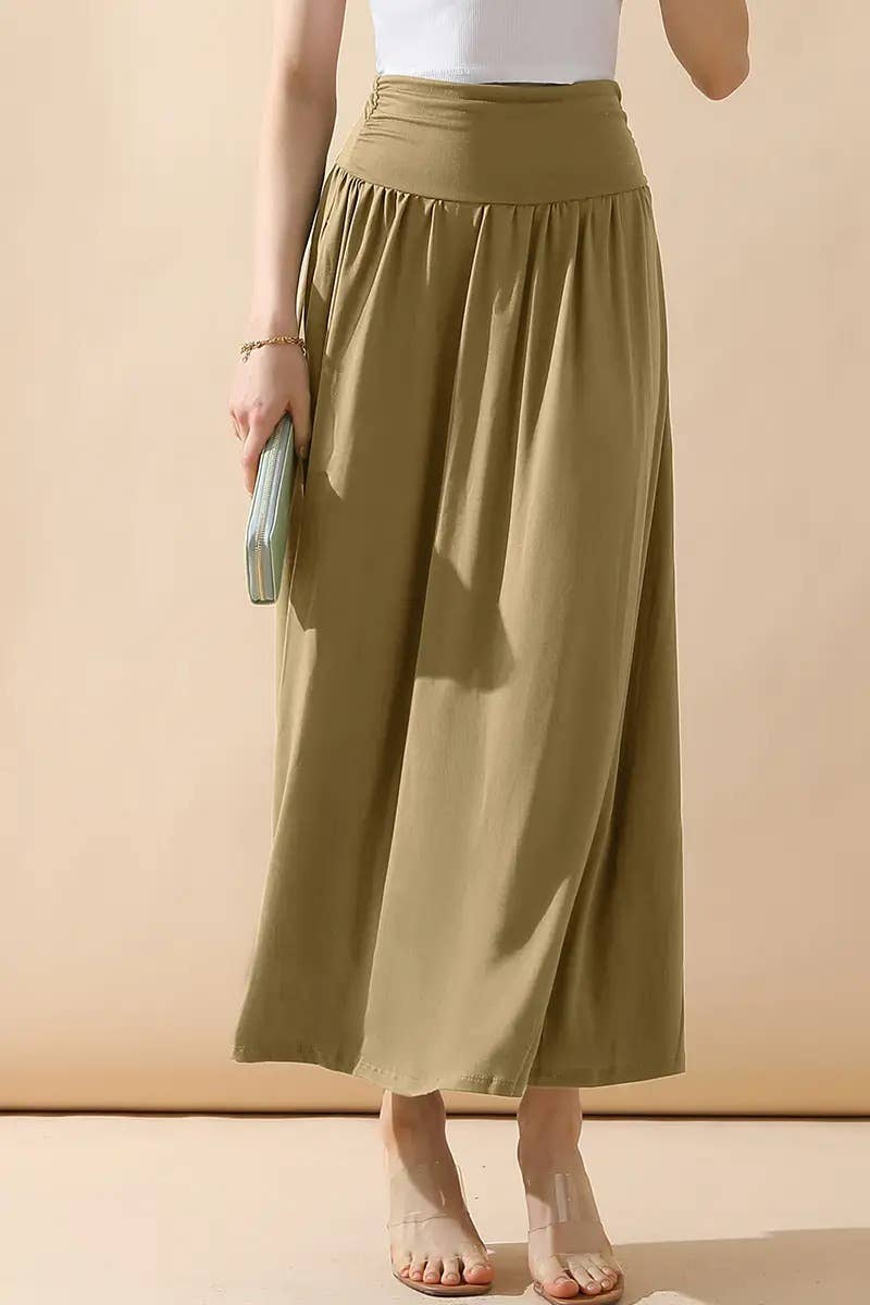 Women’s High-Waist Drawstring A-Line Maxi