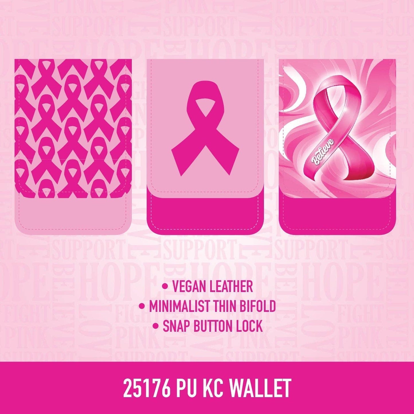 Vegan Leather Keychain Wallet PINK BCA Assortment- 4/Pack