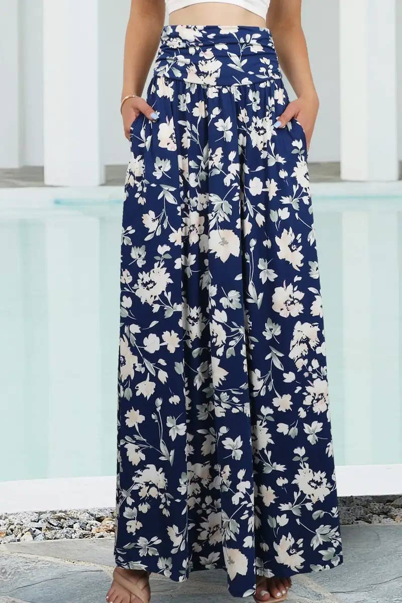 Women’s High-Waist Drawstring A-Line Maxi