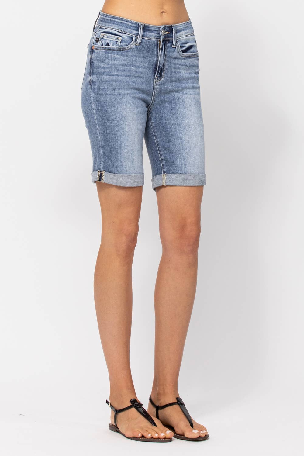 Hi-Rise Cuffed Bermuda Shorts (XL Only)