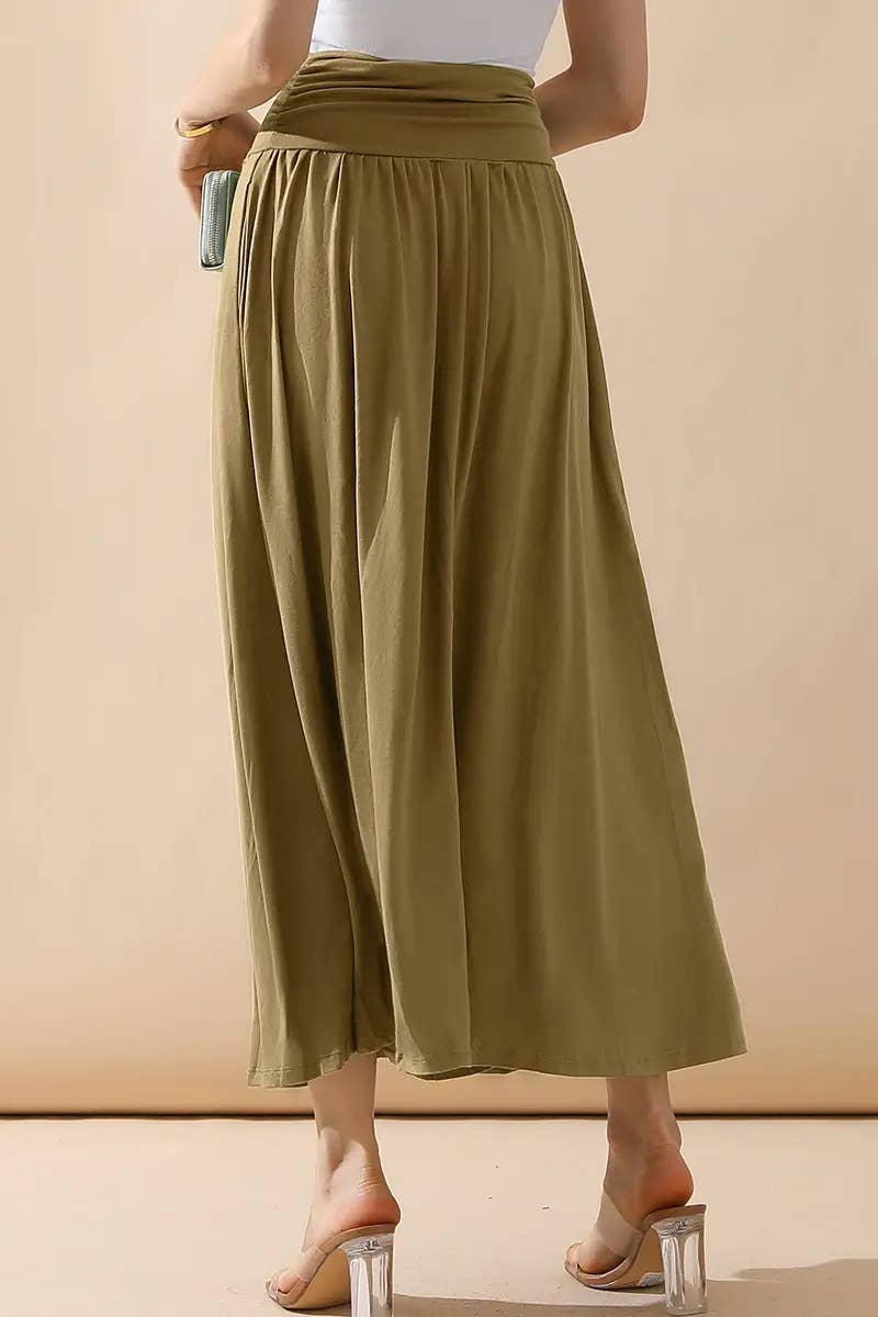 Women’s High-Waist Drawstring A-Line Maxi