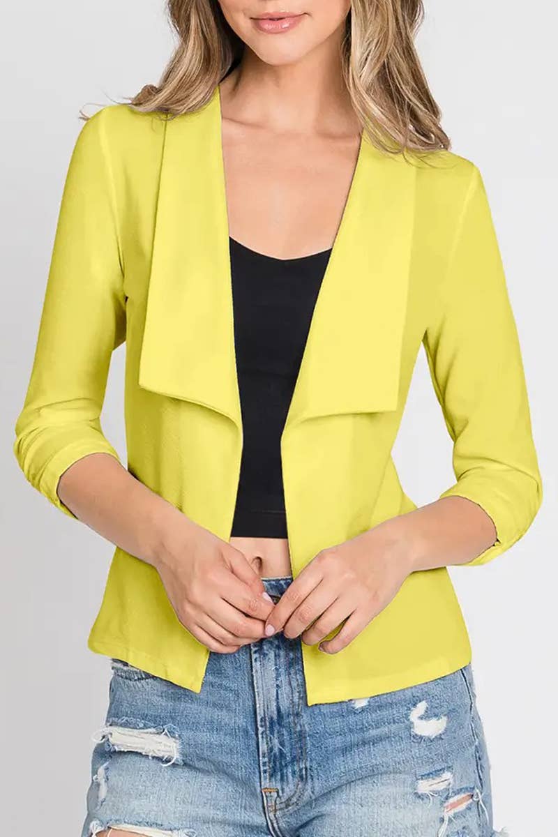 Women’s Pleated 3/4 Sleeve Linen Blazer